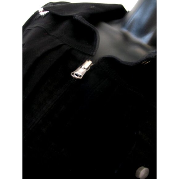Ralph Lauren Black Jean Jacket With Pewter Buttons Women's Size L and Beading - Picture 2 of 13